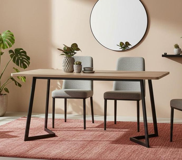 MESA DE COMEDOR FIJA AMBLER 140 x 90 ROBLE PATA NEGRA ESTILO INDUSTRIAL MESA DE COMEDOR FIJA AMBLER 140 x 90 ROBLE PATA NEGRA ESTILO INDUSTRIAL