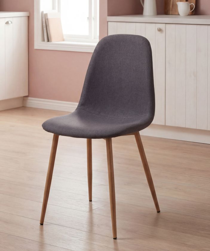 SILLA DE COMEDOR JAMES GRIS PATA METALICA IMITACION MADERA SILLA DE COMEDOR JAMES GRIS PATA METALICA IMITACION MADERA