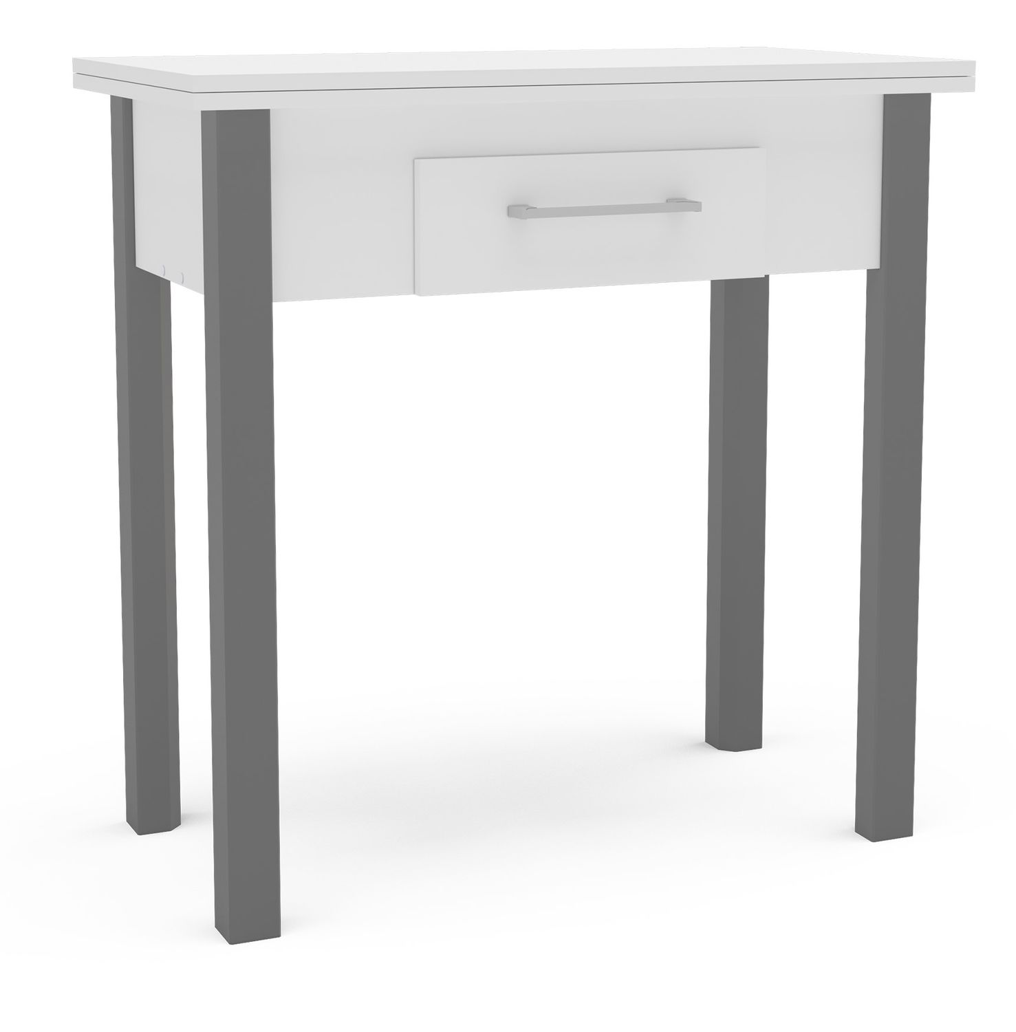 MESA DE COCINA TIPO LIBRO SENDAI BLANCA Y PLATA