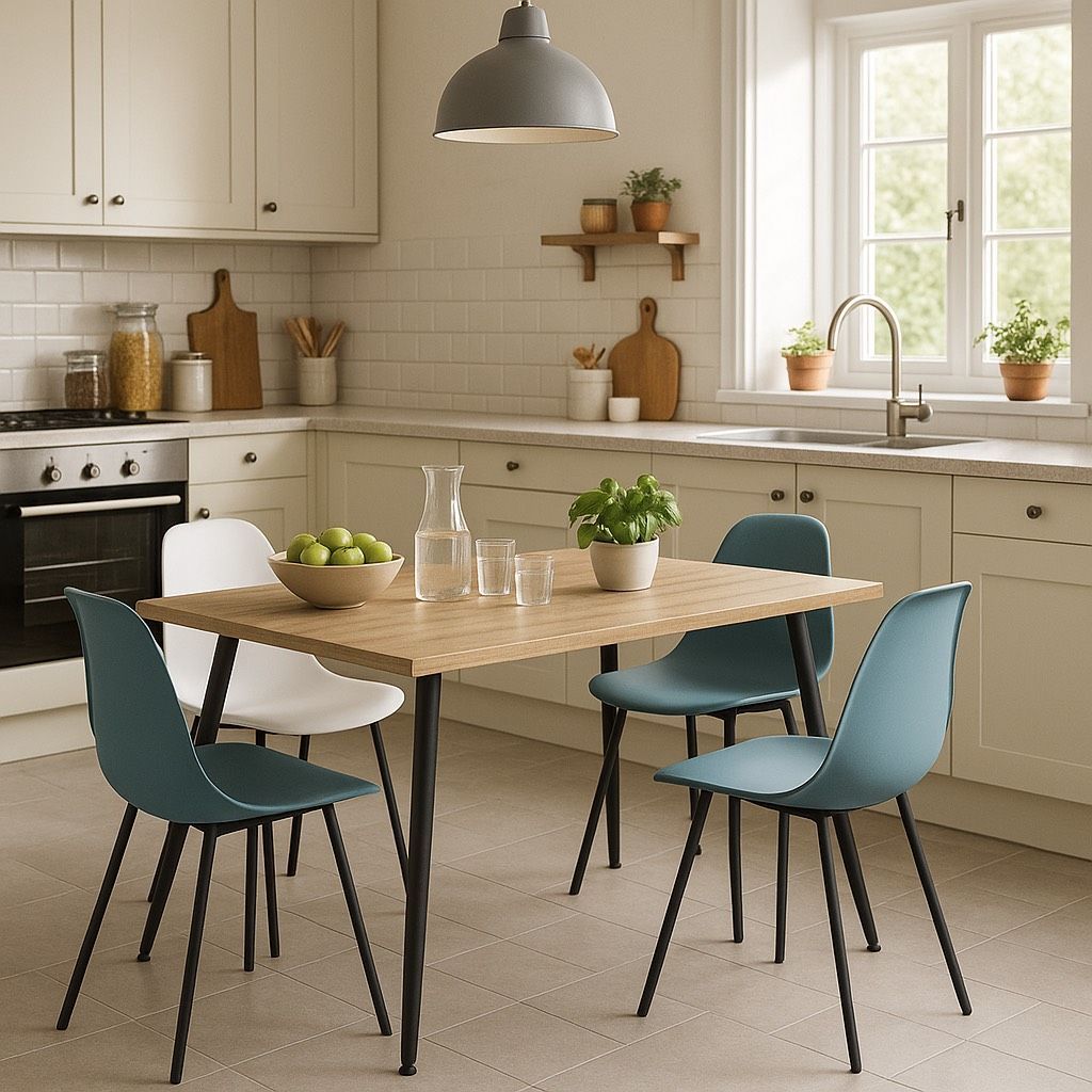 MESA DE COMEDOR FIJA 120 x 70 PIMER ROBLE Y METAL ESTILO INDUSTRIAL