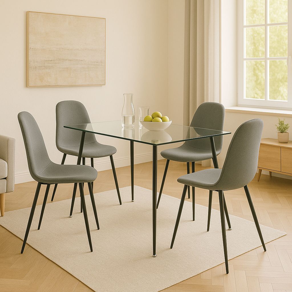 MESA DE COMEDOR FIJA PIMER 120 x 70 CRITAL Y PATAS DE METAL NEGRA MESA DE COMEDOR FIJA PIMER 120 x 70 CRITAL Y PATAS DE METAL NEGRA
