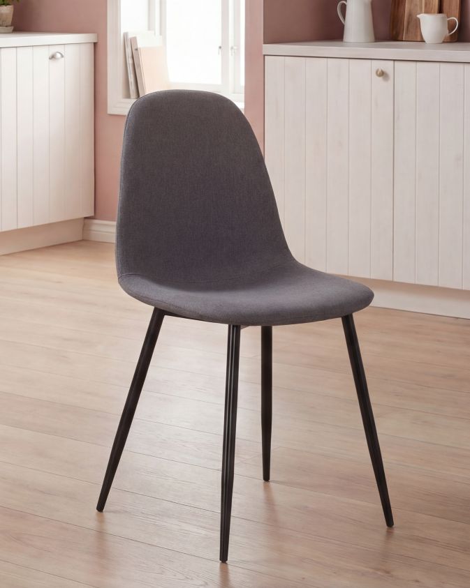 SILLA DE COMEDOR JAMES TAPIZADO GRIS PATA NEGRA