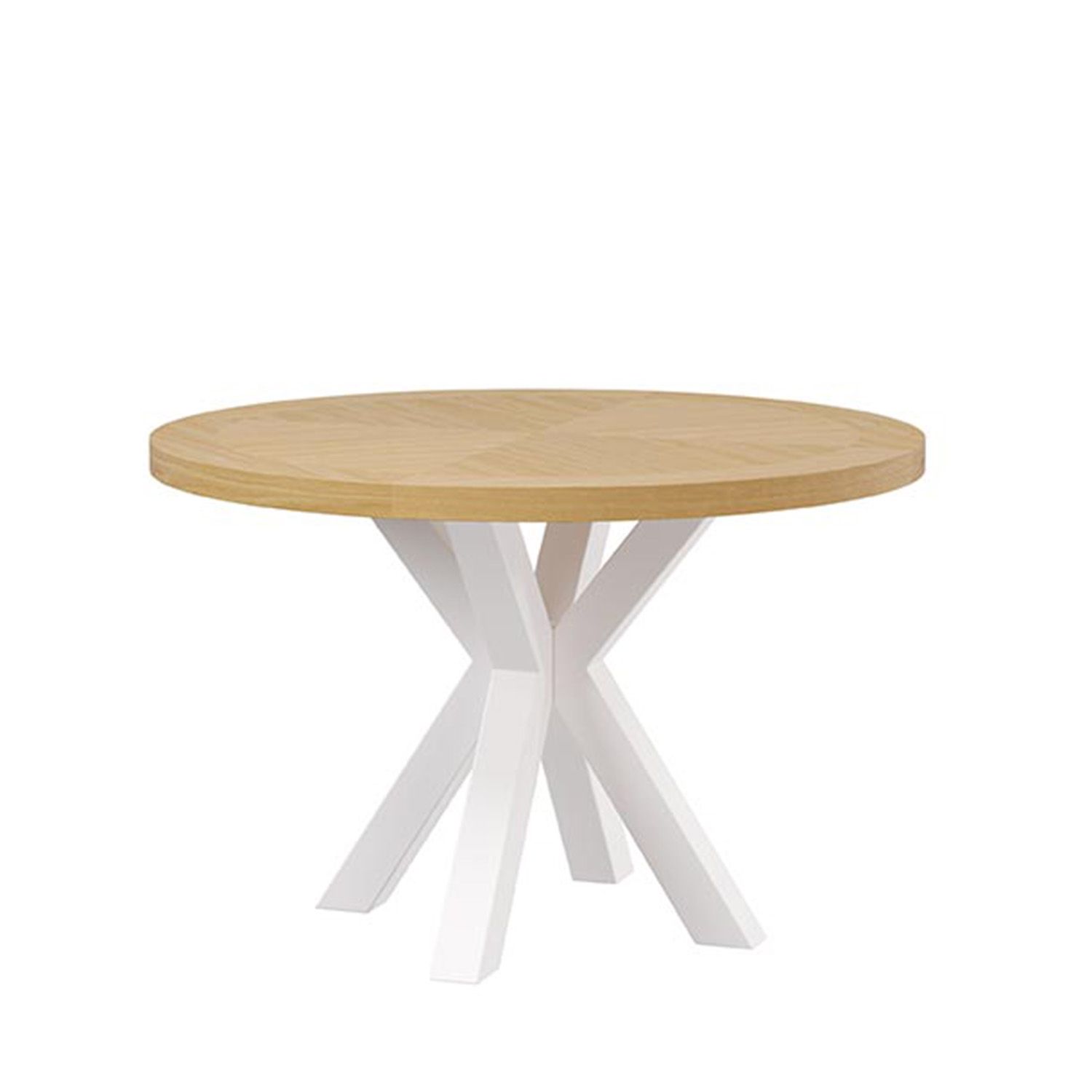 MESA DE COMEDOR REDONDA FIJA BEVERLY 120 CM ROBLE PATA DE METAL BLANCO MESA DE COMEDOR REDONDA FIJA BEVERLY 120 CM ROBLE PATA DE METAL BLANCO