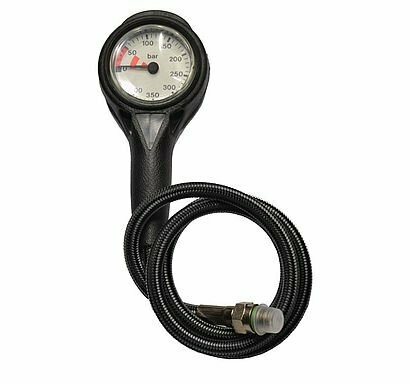 Finimeter Slimline Schwarz mit weissem Prallschutz und schwarzem Hochdruckgummischlauch 400 bar