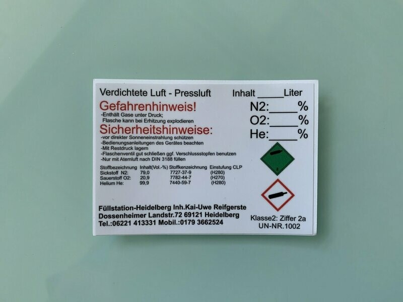 Tauchflaschenkennzeichnung