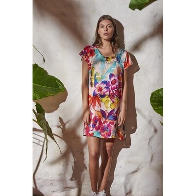 Vestido Belty flowers satin