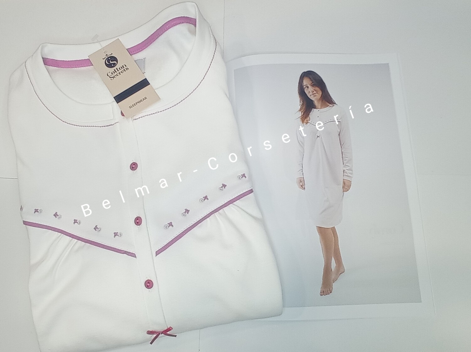 Camisón Cotton 2898 Classic pink line