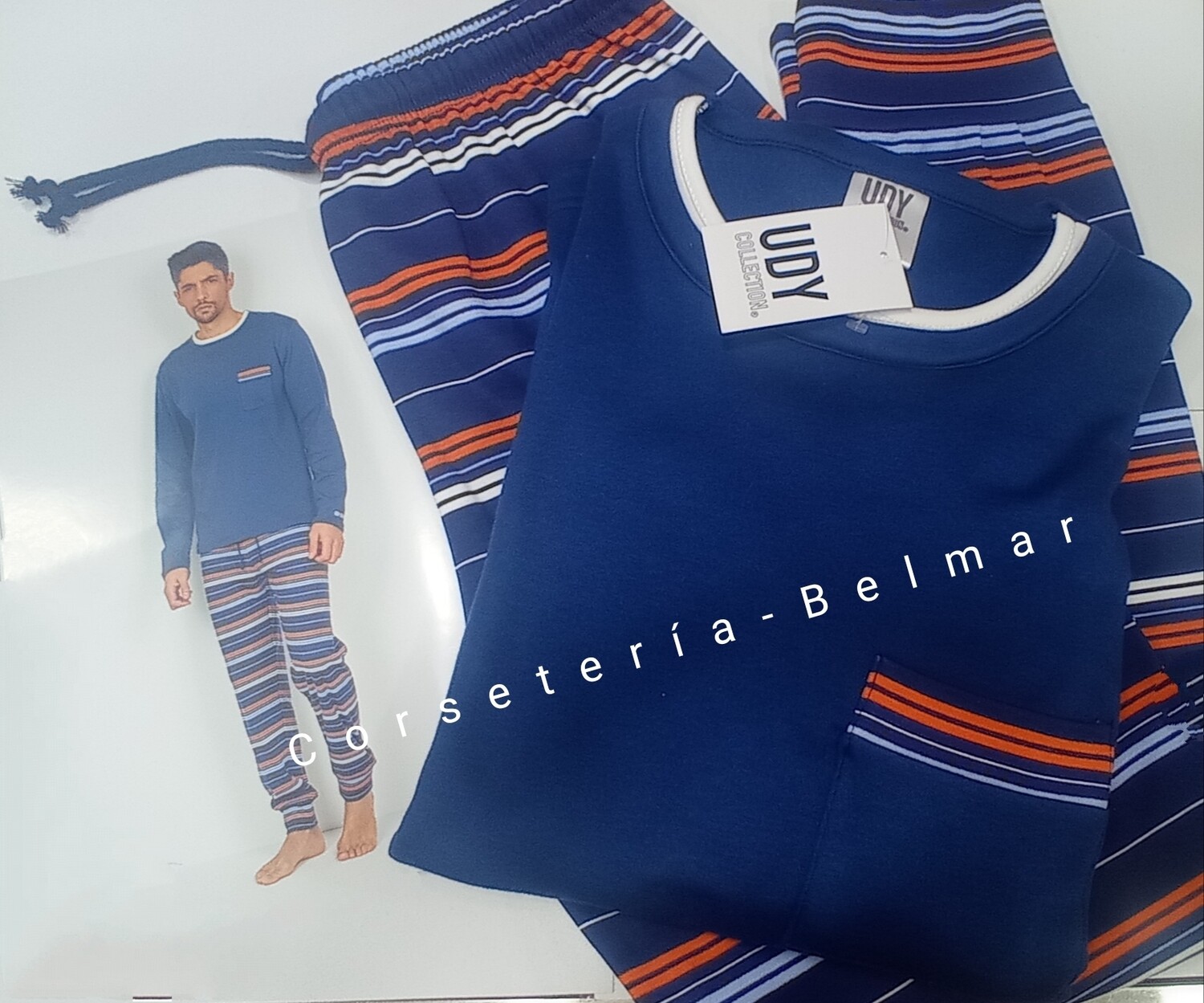 Pijama Udy H0093 Stripes orange blue