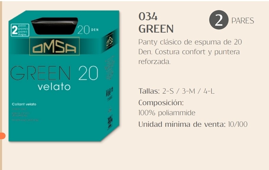 Medias Omsa Green Velato 20 pack de 2 