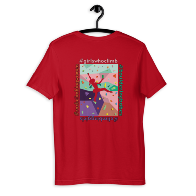 Women Who Climb Female Rock Climbing T-Shirts Back Print Light Colours