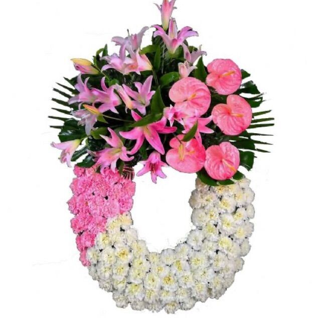 Corona de Flores, Lirios y Gerberas Rosas