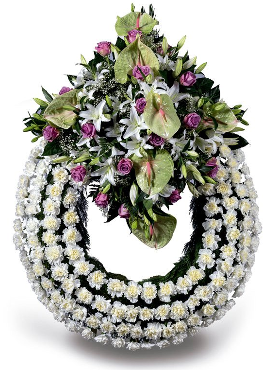 Corona Funeraria Rosas, Paniculata y Gladiolos