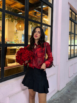 Red Flower Blouse