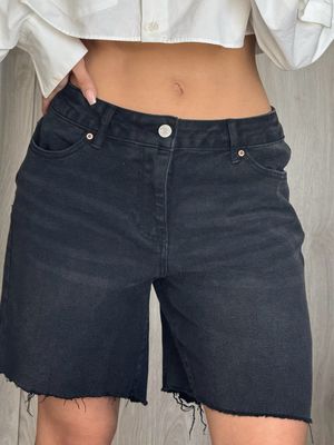 Black Denim Long Shorts