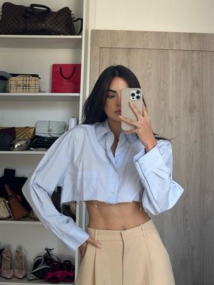 Light Blue Cropped Shirt