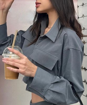 Gray Cropped Shirt