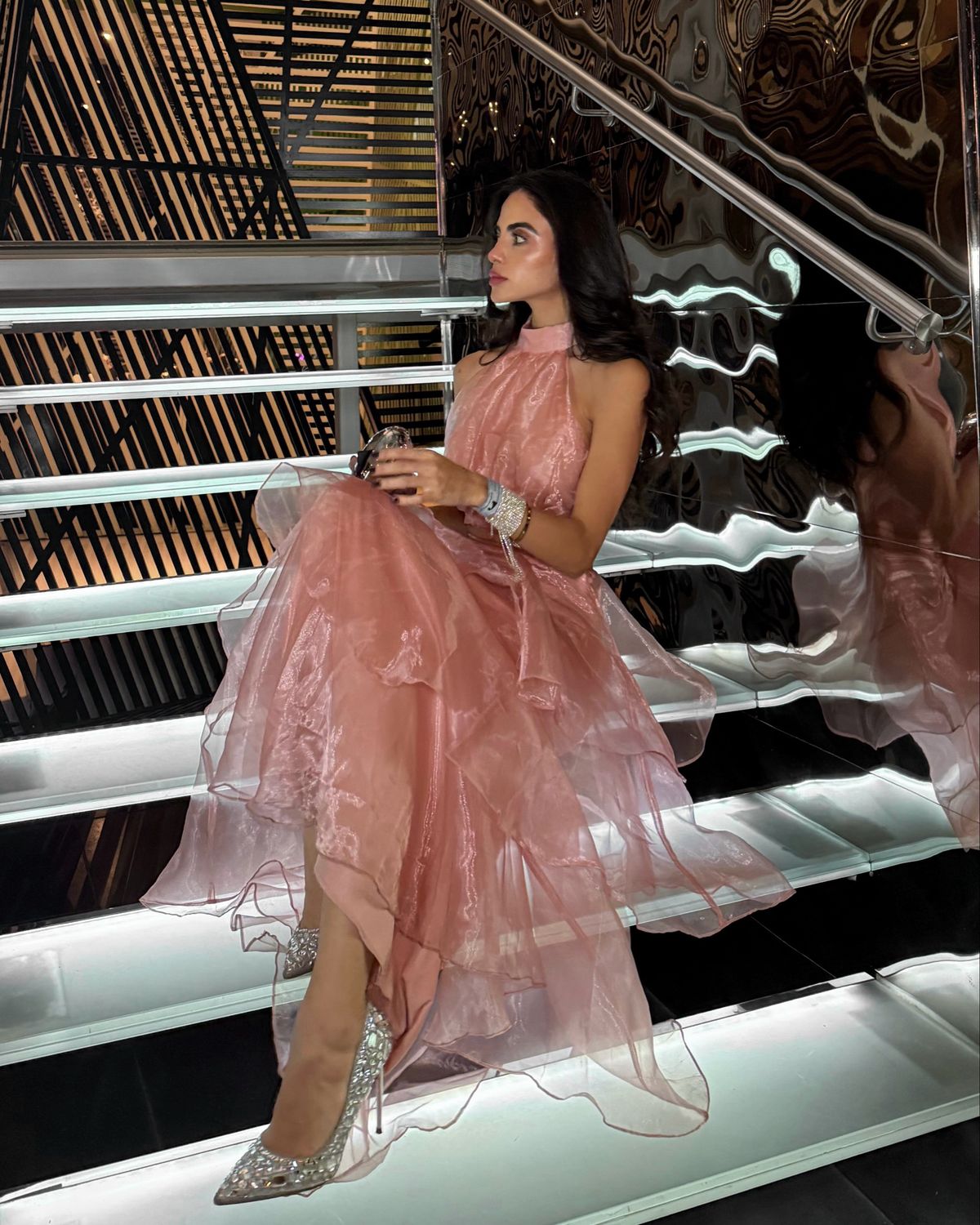 Pink 2-piece Shiny Dress