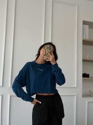 Blue Cropped Sweatshirt