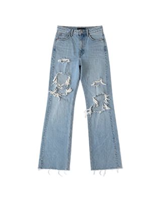 High-Waist Ripped Jeans