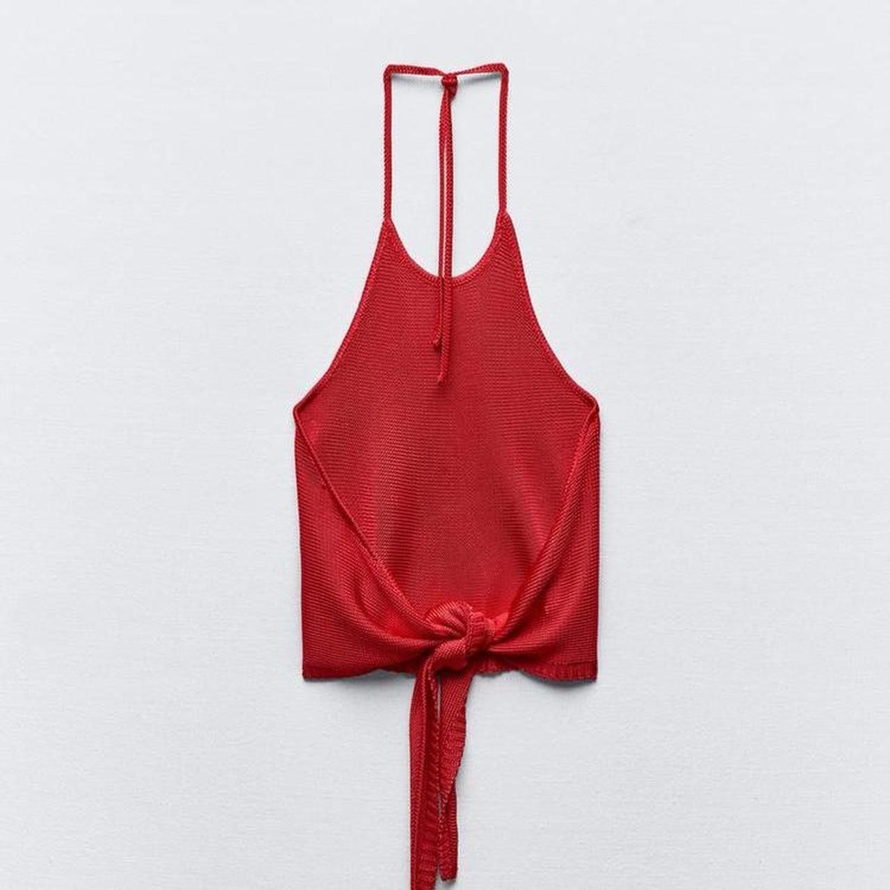 Red Backless Shiny Top