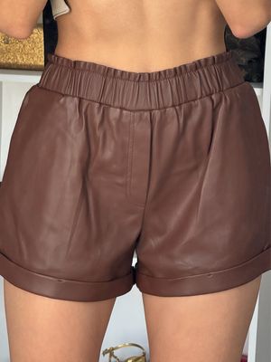 Brown Leather Shorts