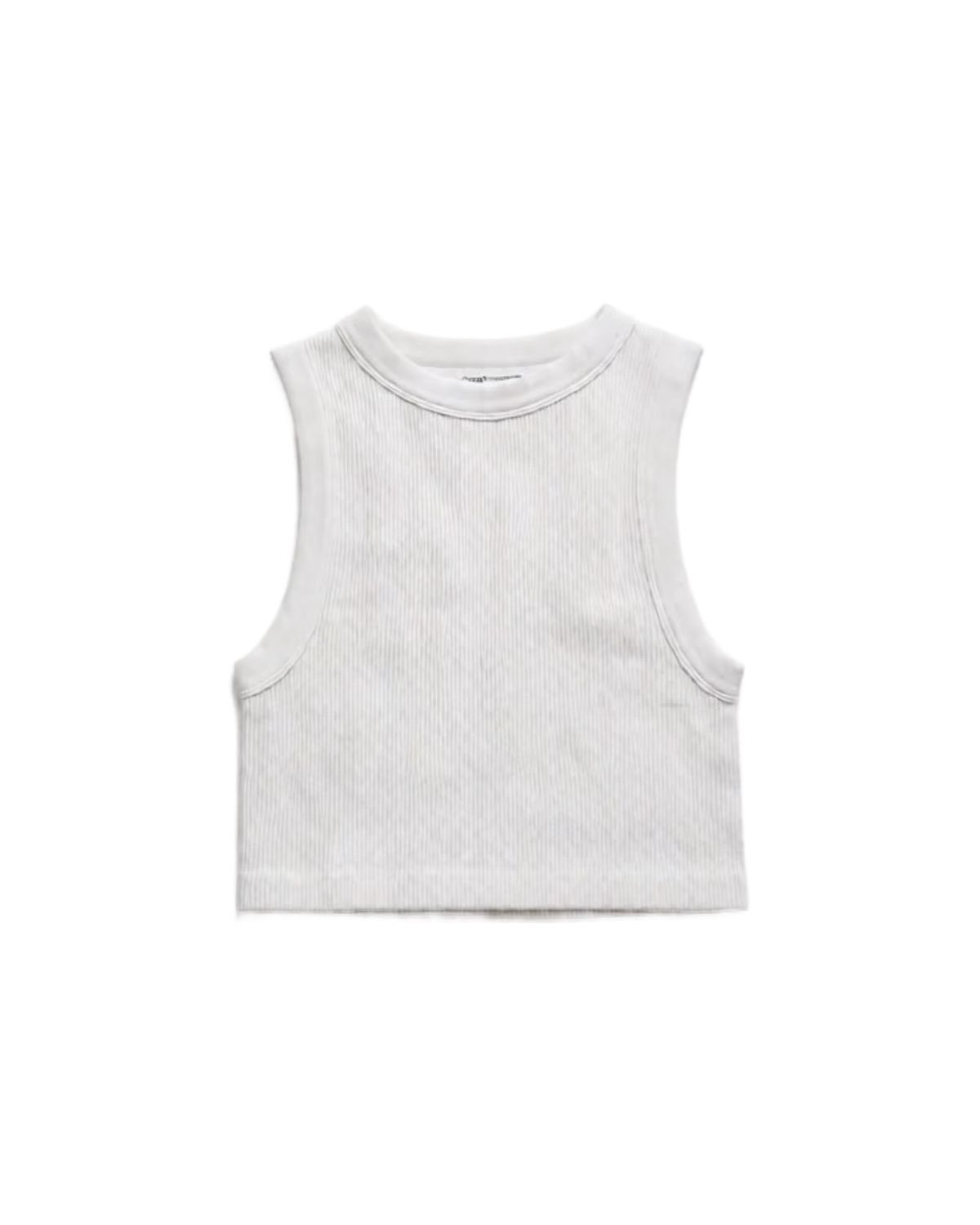 White Ribbed Knit Cropped Tank