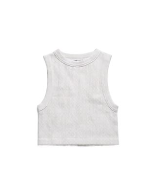 White Ribbed Knit Cropped Tank