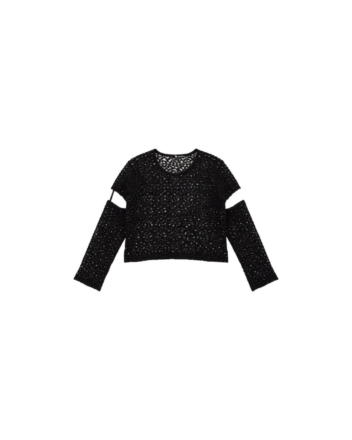 Black Open Knit Long Sleeve