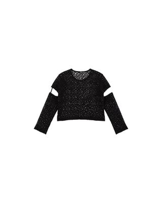 Black Open Knit Long Sleeve