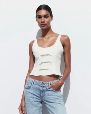 White Lace Corset Top