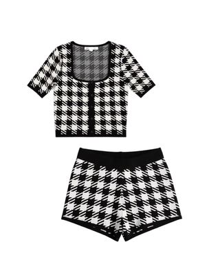 Black &amp; White Top + Short Set