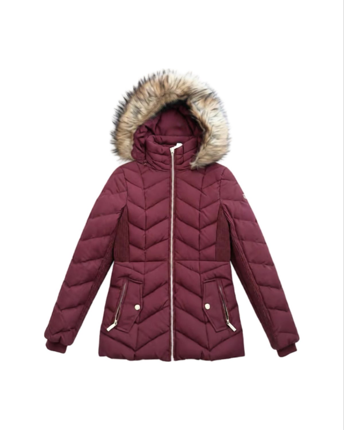 Burgundy Jacket + Removable Fur Hood