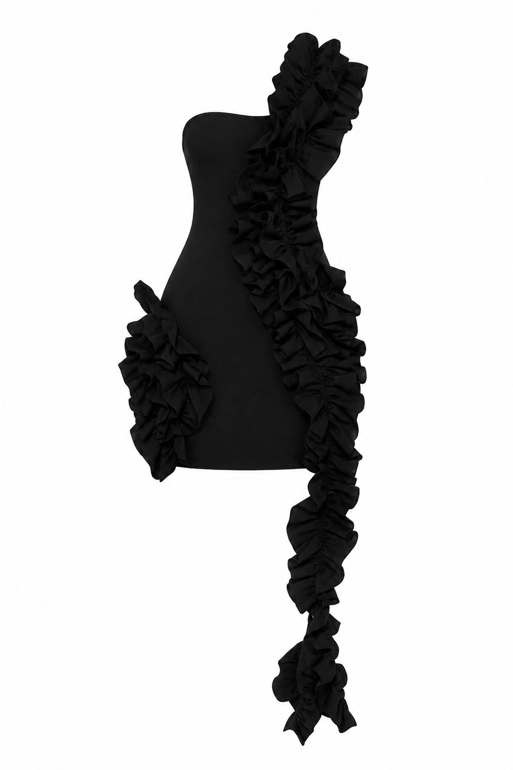 Black Fancy Short Dripped Dress