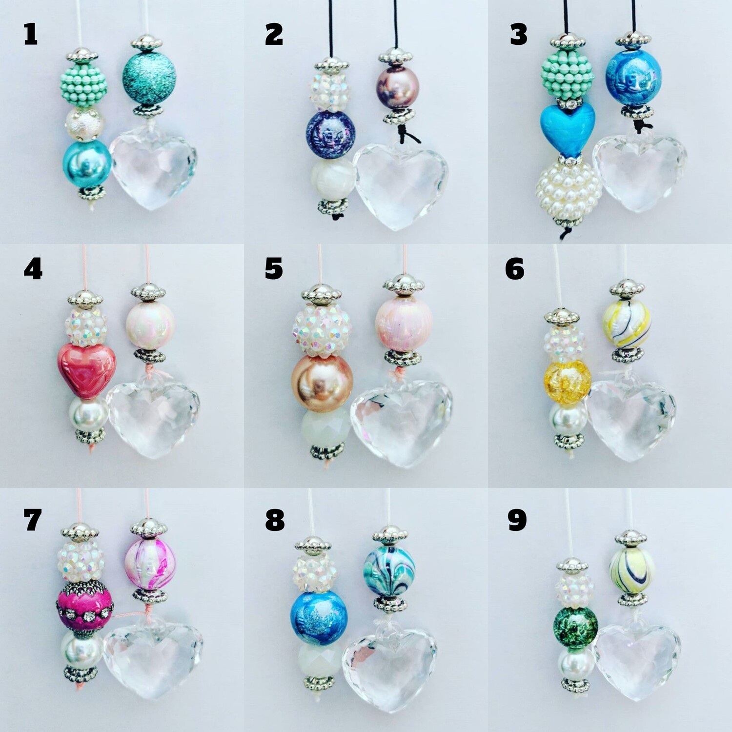 AlnCreationsbyAshley&#39;s Planner Heart Charms / String Bookmarks Collection