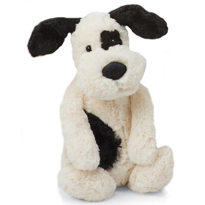 JellyCat Bashful Black &amp; Cream Puppy Medium 12&quot;