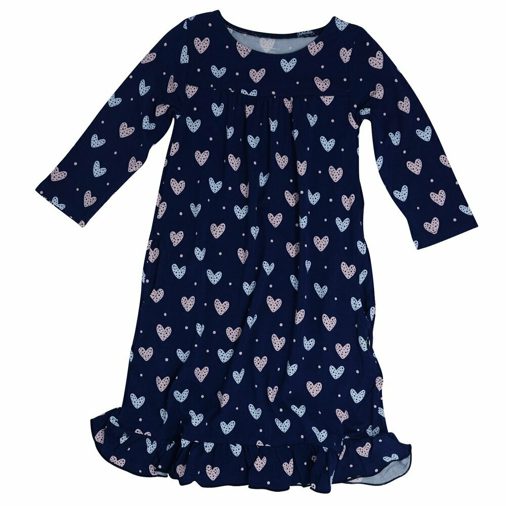 Sweet Bamboo Girls Blue Hearts Boho Dress*