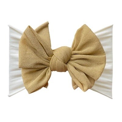 Baby Bling Metallic Fab Bow- Ivory/Metallic Gold*