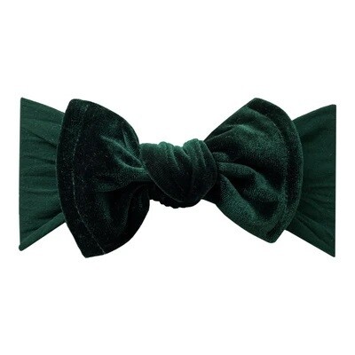 Baby Bling Velvet Knot Bow- Forest Green*