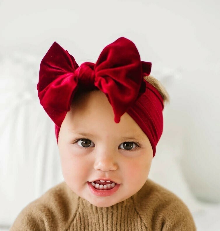 Baby Bling Velvet Fab Bow-Ruby