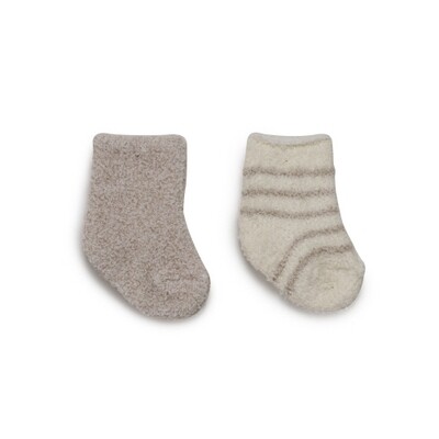 BareFoot Dreams Cozychic 2 Pair Infant Socks Stone 0-6M*