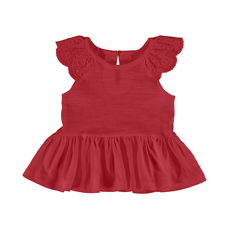 Mayoral Baby Girls Red Cotton Ruffle Top 1085