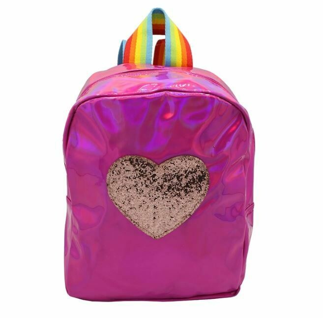 Glitter Heart Backpack-Pink