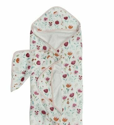 Loulou Lollipop Hooded Towel Set- Rosey Bloom