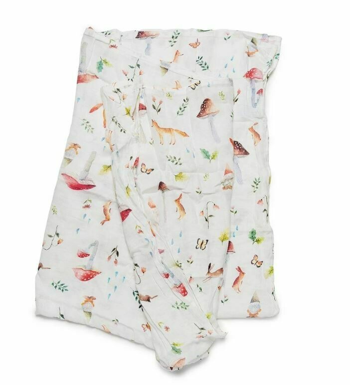 Loulou Lollipop Muslin Swaddle- Woodland Gnome 