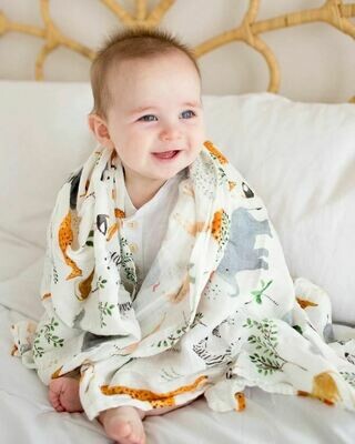 Loulou Lollipop Muslin Swaddle- Safari Jungle* 774