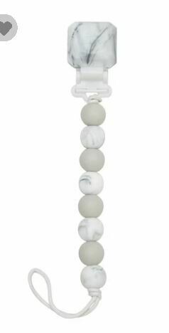 Loulou Lollipop Pacifier Clip Lolli Gem- Marble Gray 