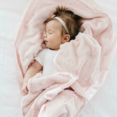 Saranoni Light Pink Lush Satin Border Receiving Blanket 