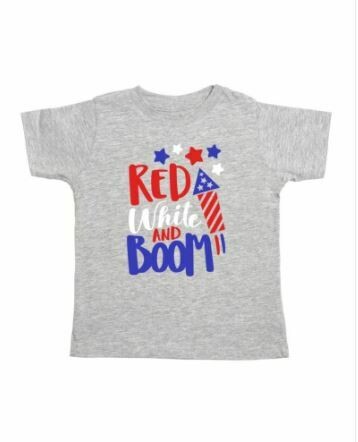 Sweet Wink Red White and Boom S/S Shirt-Gray