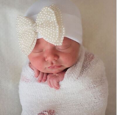 ILYBEAN Pearl Bow Beanie