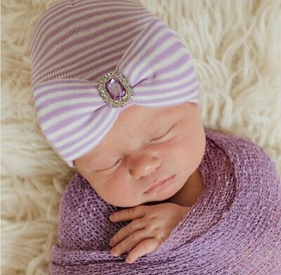 ILYBEAN Lucy Lavender Purple/White Striped Beanie*